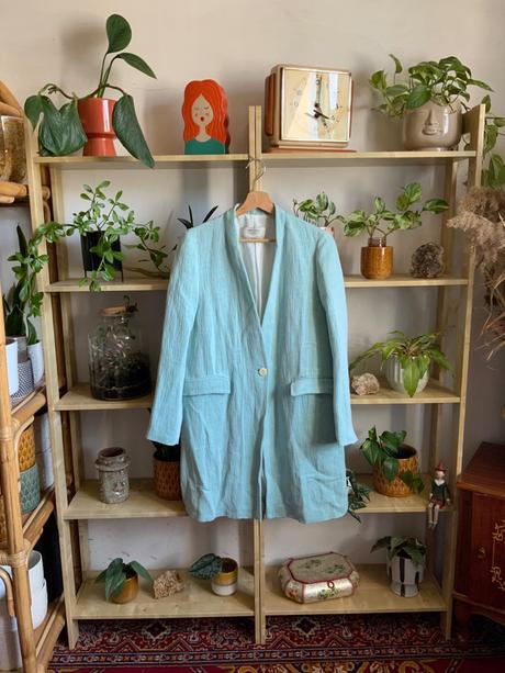 Zara mint mentolové sako na gombik, zara,s