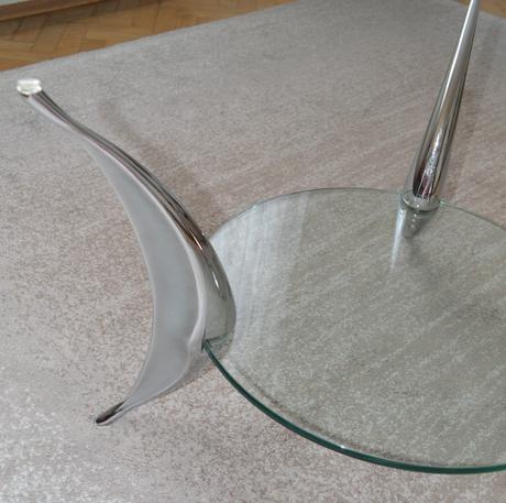 Konferenčný stolík chróm, sklo, 