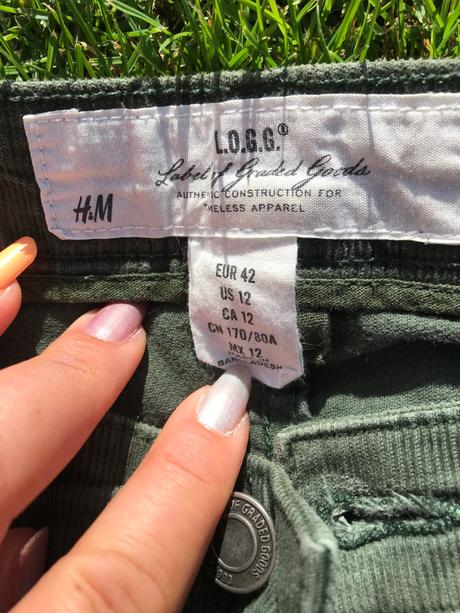 Zelené manchestrové nohavice, h&m,42