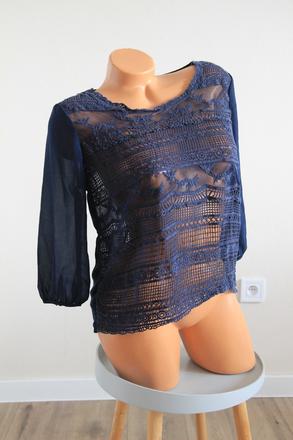 Tmavo modrý top s čipkou, only, m, only,m