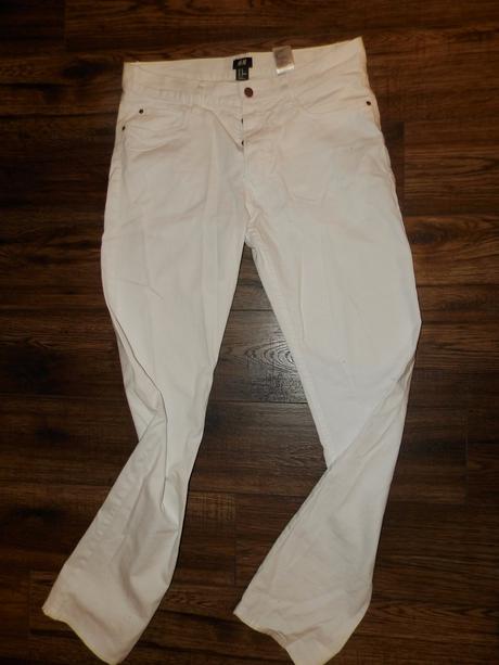 H&m biele rifle rovného strihu m/l, h&m,32