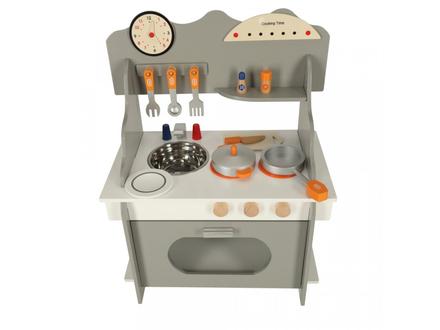 Detská drevená kuchynka s príslušenstvom sivá,