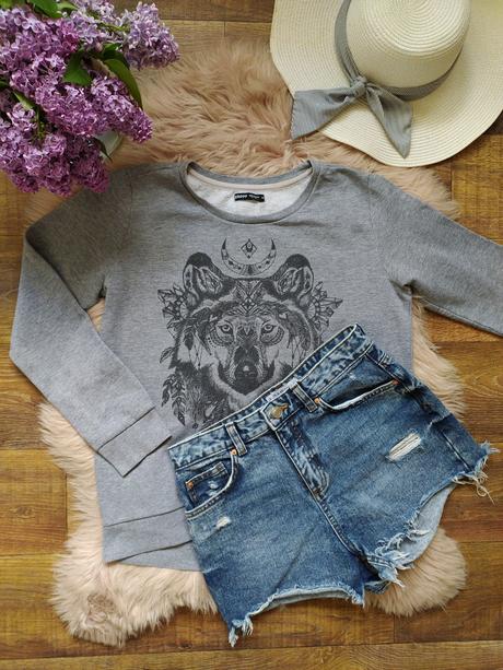 Sivá mikina so vzorom, m