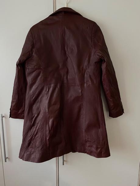 Bordovy kožený kabat, xs