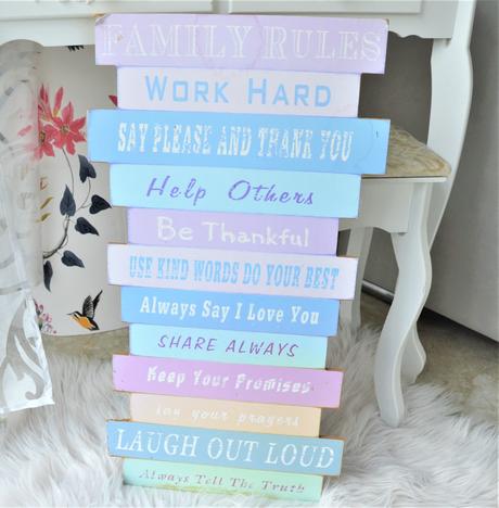 Drevená tabuľa/obraz pravidlá rodiny, 