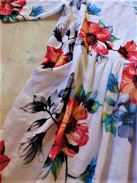 Naturálne biele kvetované šaty over size, xl