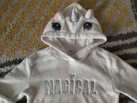 Flísová jednorožcová mikinka 134/140, h&m,134