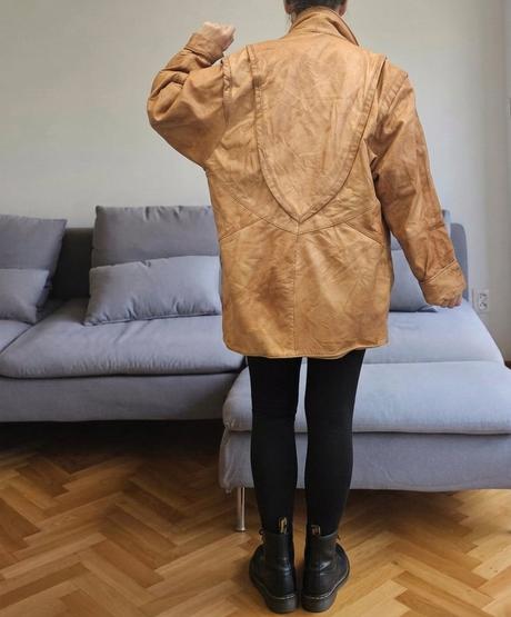 Vintage oversize pravá kožená bunda italy, xxl