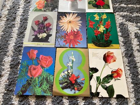 Retro kvetinkové pohľadnice 80-90te roky, 