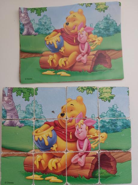 Drevene kocky dino macko pooh 12ks handmade,