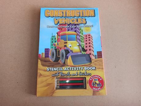 Construction vehicles - stencil activity book, 