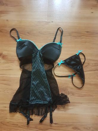 Negližé+nohavičky,podprsenka-korzet, s