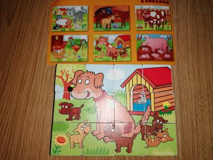 Drevené kocky mama a mláďatká,