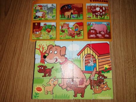 Drevené kocky mama a mláďatká,