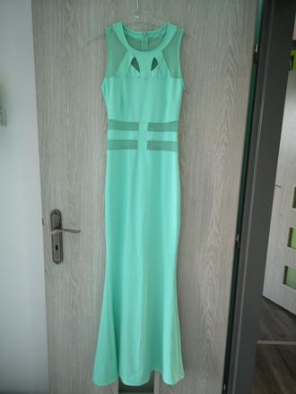 Spoločenské obtiahnute šaty tyrkysové / mentolove, s