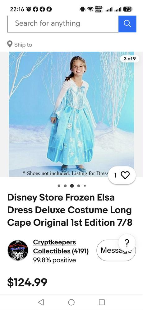 Kostým elza original disney store, 