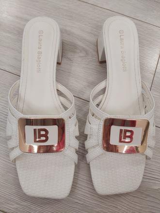 Biele elegantné šľapky, 41