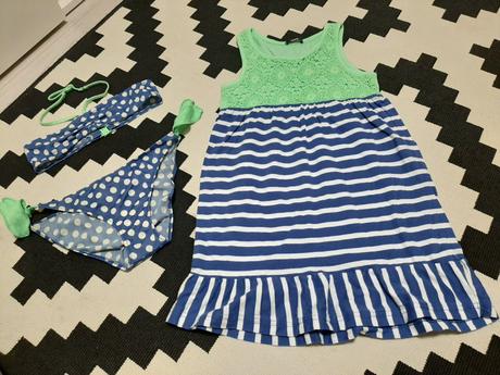 Nádherné tričkové šaty+2-dielne plavky grátis 6-9r, tezenis,134