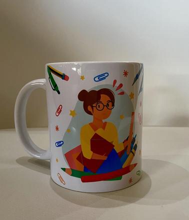 Keramický biely hrnček s potlačou - pre učiteľku,