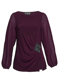 Elegantné tričko s dlhými šifónovými rukávmi v.44/, 44