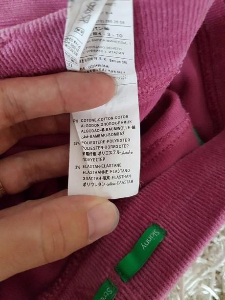 Elastické skinny menčestráky na výšku 160cm, vel.s, benetton,s