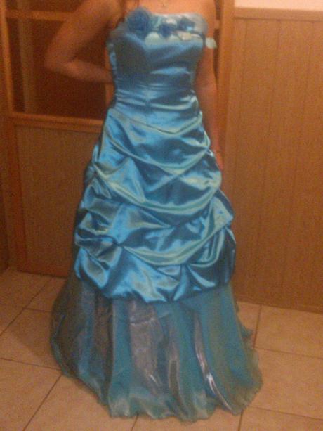 Dlhé modré spoločenské šaty 34-36-38, s