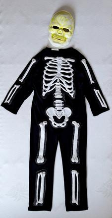 Kostlivec - komplet kostým (overal+maska) 134-140,