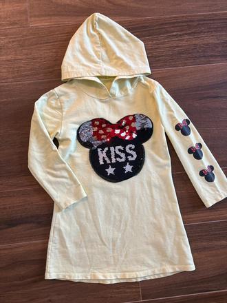 Tričko-mikino-šaty s flitrovým obrázkom, 122