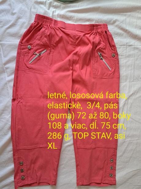 Nohavice letné lososové, xl, xl