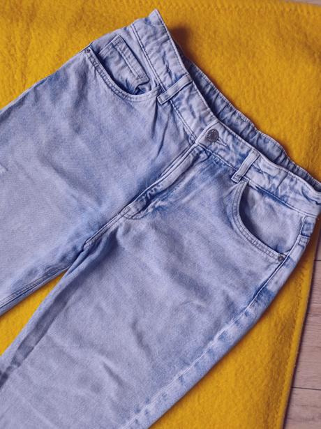 Svetlomodré rifle s módnymi dierkami, h&m,152