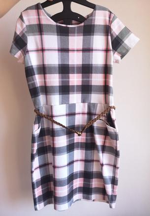Kárované šaty s vreckami a opaskom, h&m,134