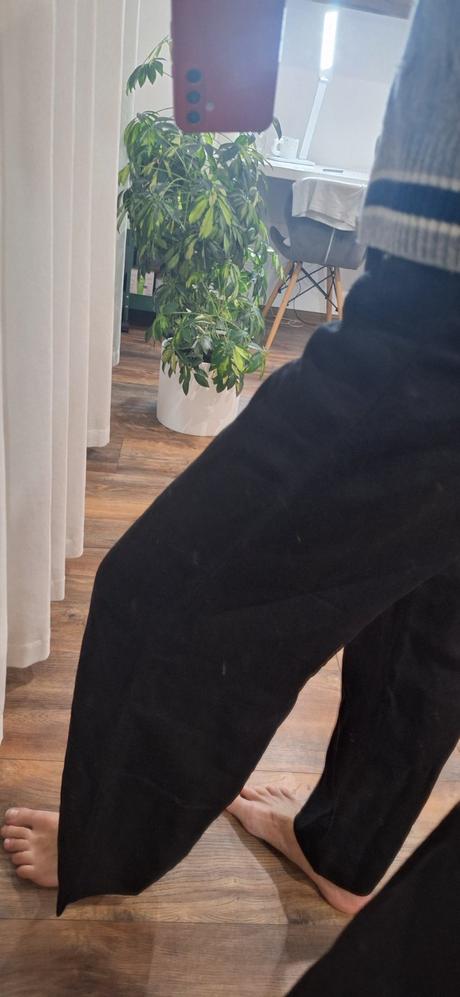 Ľanové čierne šioké nohavice h&m vel 36, h&m,36