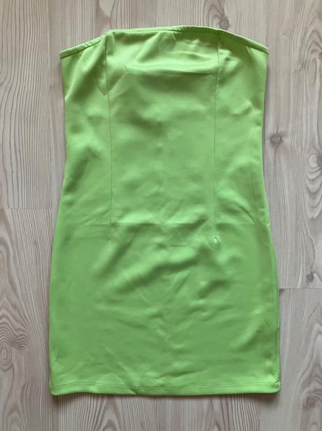 Dámske nové limetkovo  letné šaty bez ramienok, m