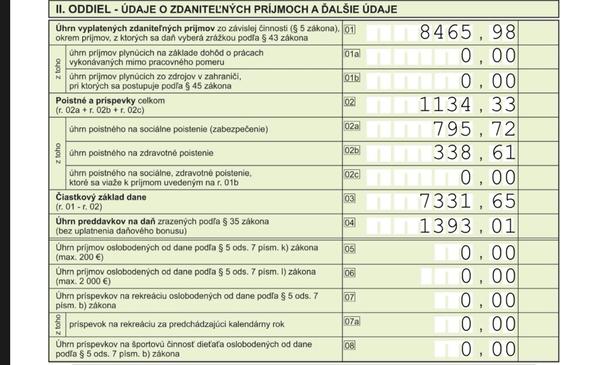 Koľko dane vráti syn pri daňovom priznaní B?