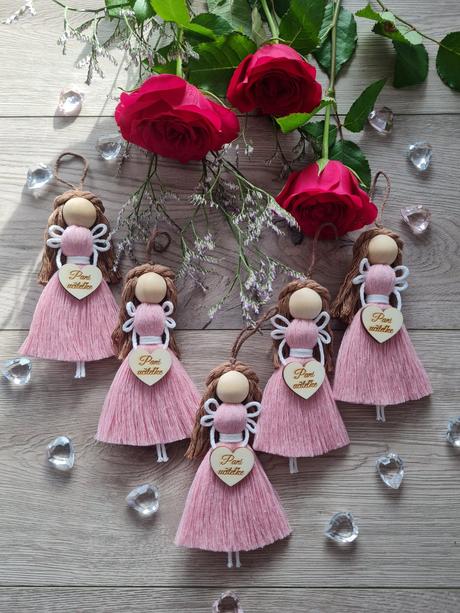 Makrame anjel, kľúčenka,