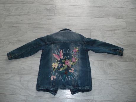 Riflová bunda predĺžená s výšivkou, next,122