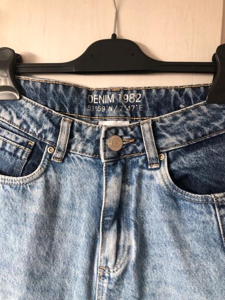 Modré džínsy/ modré rifle s vysokým pásom mom r, denim,34
