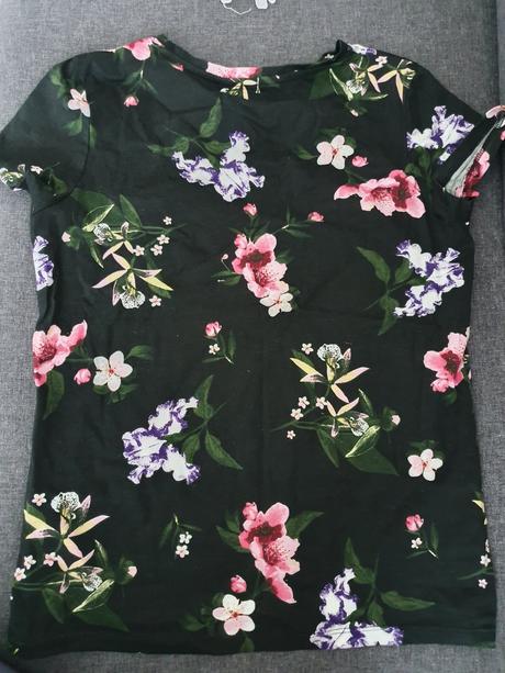 Kvetinové tričko s nápisom, h&m,158