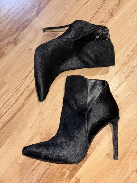 Kožené členkové topánky s konskou srsťou zara 37, zara,37