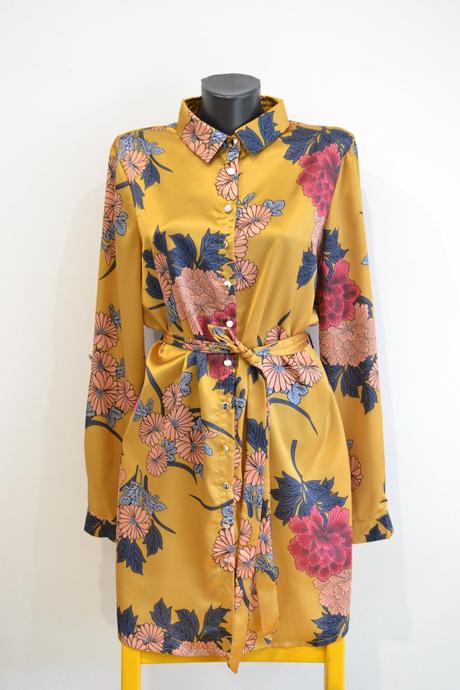 Okrové kvetinové šaty xl/42, 42