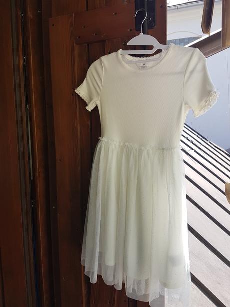 Biele saty hm vel. 122/128 a 134/140, h&m,134