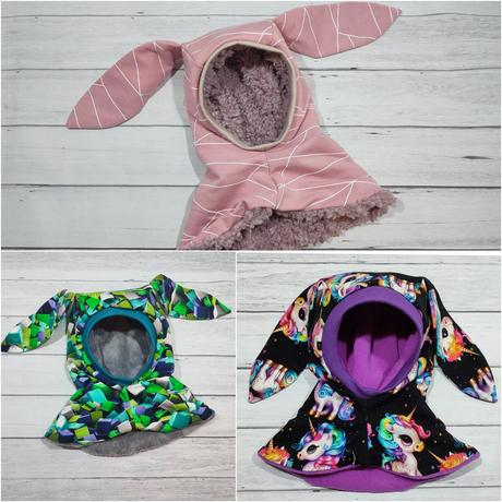 Kukla dvojvrstvová s ušami - rôzne farby, 50 - 158