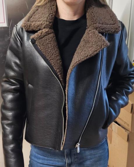 Koženková zimná bunda xs, h&m,xs