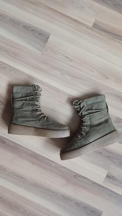 Khaki šnurovacie topánky, 36