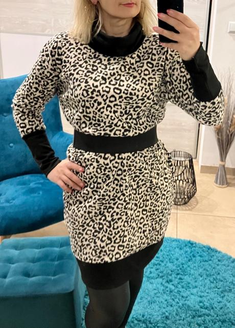 Dámska hrubá leopardia tunika, l / m / xl / xxl