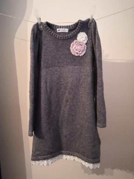 Vlnené šaty s čipkou, h&m,110