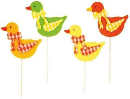 Zápich kačička z filcu-károvaný dekor 8cm,