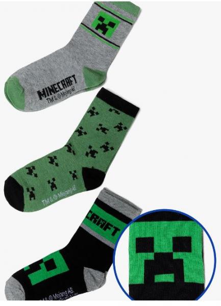 Sada 3 ks ponožky minecraft, 30 / 34 / 38