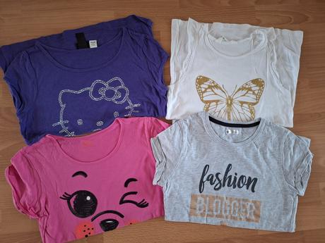 4 ks letné tričká na 10- 12 rokov, h&m,146