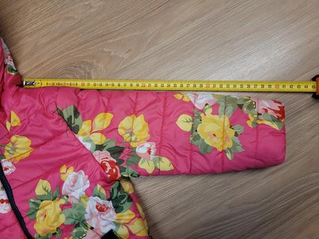 Zimná bunda č. 98 - ružová a kvetinky, 98